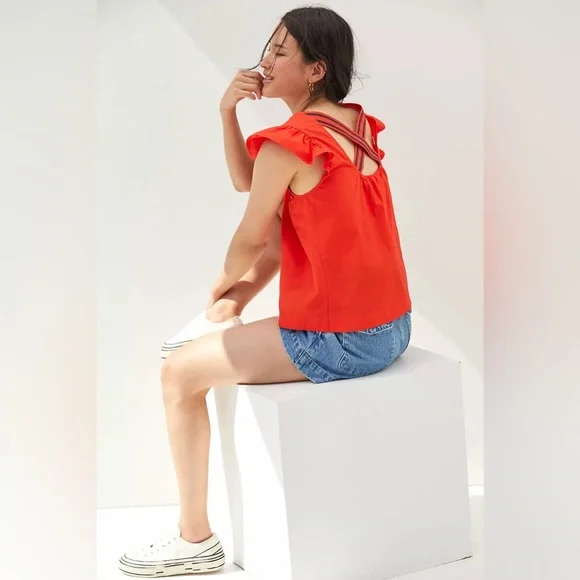 New Women’s Maeve Ruffled Cross-Back Blouse By Anthropologie!!🔥🔥🔥 - Picture 3 of 15